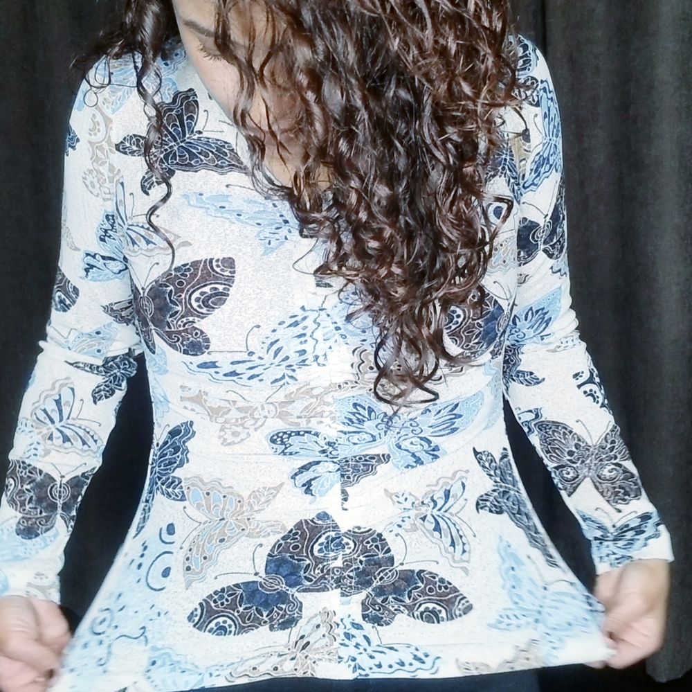Karen kane butterflies blouse only size Medium